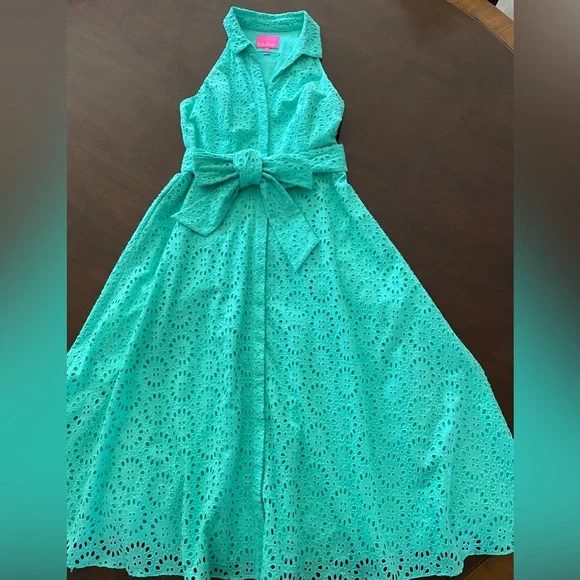 EUC Lilly Pulitzer Chrisella MIDI Shirtdress Gustavia Green 10 - Picture 4 of 6